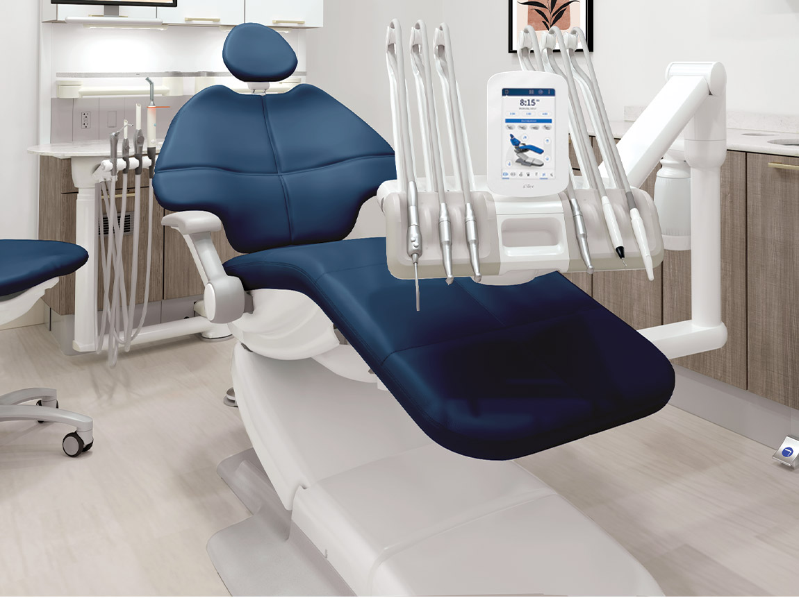 A-dec 500 dental chair shown with the A-dec 500 Pro package