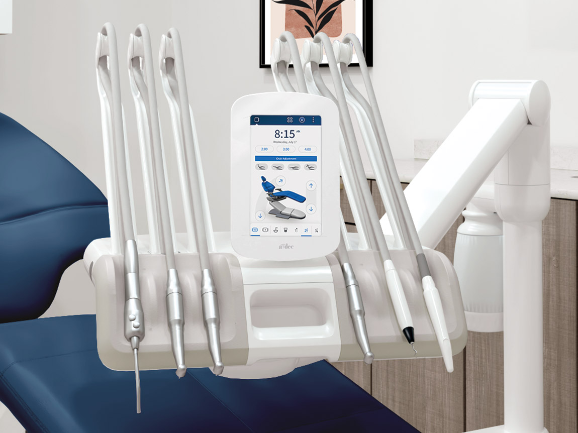 A-dec 500 Pro delivery system shown as part of a dental equipment package