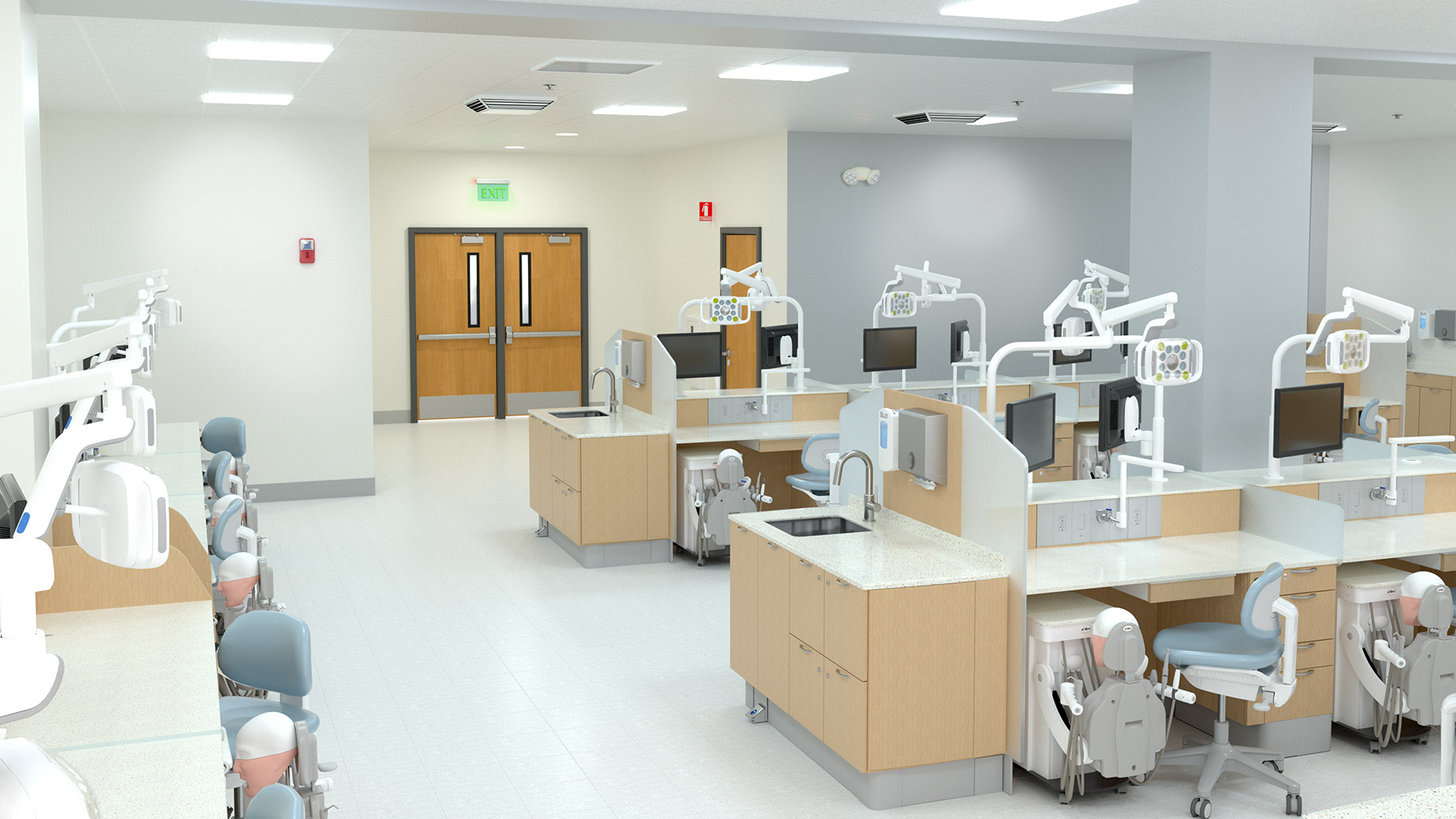 A-dec Simulator Pro and Lab Workstation in a classroom