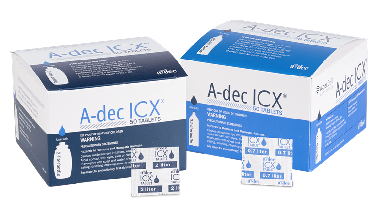 Two boxes of A-dec ICX waterline maintenance tablets